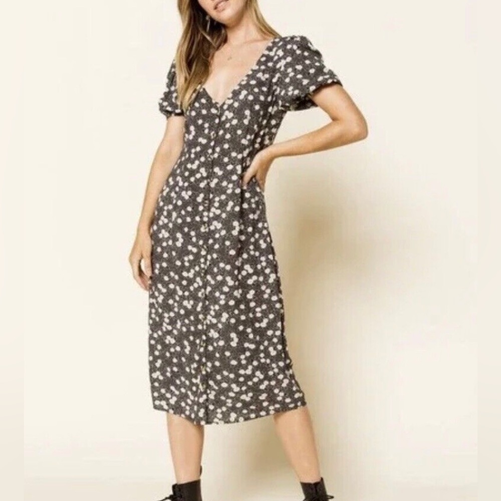 Amuse society midi puffy sleeve dress